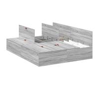 vidaXL Moderna cama de almacenamiento Sonoma gris con cajones integrados, material de madera, 160 x 200 cm, diseño que ahorra espacio, elegante mueble para adultos, plataforma, soluciones compactas