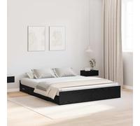 vidaXL Cama de Almacenamiento Marco Negro Roble 150 x 200 cm Estilo Minimalista Madera Ingenierizada Cajón Amplio Eslats Resistentes Montaje Fácil Sin Boxspring Solo para Interior Muebles Funcionale