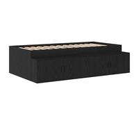 vidaXL Cama de Almacenamiento Roble Negro 75X190 cm | Diseño Moderno de Madera Sólida con Amplio Compartimento Que se Adapta a Colchones de 75 X 190. Resistente y Compacta para Adultos.