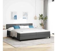 vidaXL Cama de Base Colchón y LED Gris Tela 200X200 cm Conjunto Completo Topper para Dormitorio Ideal Adultos Marco Muebles Protector Espuma Funda Cómoda