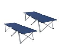 vidaXL Cama de Camping Plegable Azul con Marco de Aluminio, Ligera y Ajustable para Usar al Aire Libre Dos Personas. Ideal para Acampar, Viajar, Dormir en terraza, escapadas o senderi