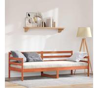 vidaXL Cama de Día con cabecera Marrón Cera Madera de Pino Macizo, Estructura de Cama día Elegante, Muebles de Pino sólido, diseño Moderno, solución de sueño Multifuncional