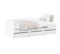 vidaXL Cama de día con cajón con cabecera Blanco Madera contrachapada, Cama Diurna compacta, Moderna y multipropósito, Mueble Que Ahorra Espacio, Ideal para Dormir y Guardar Cosas