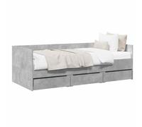 vidaXL Cama de día con cajón Gris Hormigón Madera contrachapada, Cama Diurna compacta, Moderna y multipropósito, Mueble Que Ahorra Espacio, Ideal para Dormir y Guardar Cosas