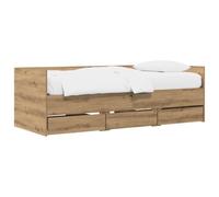 vidaXL Cama de día con cajón Roble Artisan Madera contrachapada, Cama Diurna compacta, Moderna y multipropósito, Mueble Que Ahorra Espacio, Ideal para Dormir y Guardar Cosas