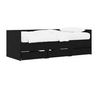 vidaXL Cama de día con cajón Roble Negro Madera contrachapada, Cama Diurna compacta, Moderna y multipropósito, Mueble Que Ahorra Espacio, Ideal para Dormir y Guardar Cosas