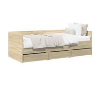 vidaXL Cama de día con cajón Roble Sonoma Madera contrachapada, Cama Diurna compacta, Moderna y multipropósito, Mueble Que Ahorra Espacio, Ideal para Dormir y Guardar Cosas