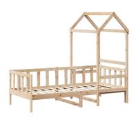 vidaXL Cama de día de madera maciza con techo para niños, diseño escandinavo rústico, 35.4 x 78.7 pulgadas, construcción de pino resistente, solo uso en interiores, ideal para dormir y jugar, sofá