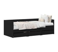 vidaXL Cama de día Roble negro con 3 cajones de madera contrachapada 90 x 200 cm
