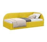 vidaXL Estructura de Cama en Esquina Amarillo 90 cm x 200 cm, Cama Moderna, día Estilo, Marco Duradero de Terciopelo, diseño único de Madera, Mueble para tu habitación
