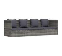 vidaXL Sofá de jardín Tumbona ajustable – Ratán sintético, acero, cojines gris