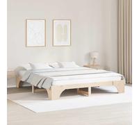 vidaXL Cama de Madera de Pino Minimalista | 180 x 200 cm, Acabado Natural, diseño Duradero para Adultos, Ideal para el Dormitorio. Estilo Simple y Estructura Resistente, Muebles Esenciales con una b