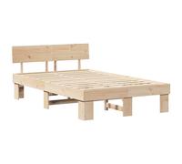 vidaXL Cama de Madera de Pino Sólido 135 x 190cm. Diseño Moderno en Color Marrón. Super Resistente para Uso en Interior. Compatible con Diferentes Tipos de Colchones. Montaje Sencillo. Ideal para Do