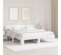 vidaXL Cama de Madera de Pino Sólido Blanca de 200 x cm. Incluye cabecera, Tiene un diseño Moderno y es Fuerte y Duradera. Fácil de Montar con Destornillador y Martillo. Acabado Pintado. Colchón no