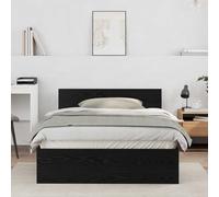 vidaXL Cama de Madera Rústica Moderna en Negro, 120 x 190 cm, con Cabecero Montado en la Pared. Hecha de Madera ingeniera. Necesita Montaje con Martillo. Ideal para Interiores. Fácil de cuidar. Perf
