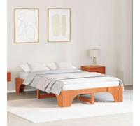 vidaXL Cama de Madera Sólida | 140 x 190cm Marrón Cera. Diseño Duradero y Clásico, Ideal para Dormitorios. Muy Robusta Adultos. Muebles Básicos con Marco Flexible.