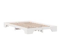 vidaXL Cama de Madera Sólida de Pino | 140 x 190 cm, Color Blanco, Diseño Duradero, Ideal para Adultos, Dormitorios, Estilo Minimalista, Construcción Robusta y Mueble Independiente par