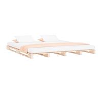 vidaXL Cama de Palets Somier Dormitorio Base Habitación Muebles Mobiliario Hogar Cuarto Descanso Madera Maciza de Pino 135x190 cm
