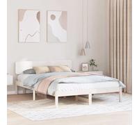 vidaXL Cama de Plataforma con cabecera Blanca, 150 x 200 cm, de Madera de Pino Maciza. Tiene una construcción sólida, un diseño Minimalista y Ahorra Espacio. Ideal para el Dormitorio, ¡es Elegante y