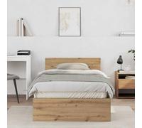 vidaXL Cama de Roble Macizo, 100 x 200 cm, Estilo Moderno con cabecero montado en la Pared en Color marrón (#A52A2A). Tiene Patas de Madera y Solo se Puede Usar en Interiores. para armarla, Necesita
