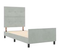 vidaXL Cama de Terciopelo Gris Claro 80 x 200cm con Diseño Acolchado y Patas de Madera Natural. Tiene un Estilo Moderno, es Resistente al desvanecimiento, Ideal para el Dormitorio y para soluciones d