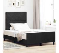 vidaXL Cama de Terciopelo Negro 120 x 190 cm con Cabecera en Forma de Diamante, Madera Ingenierizada. Elegante y Funcional para Tu Dormitorio. Ideal para Ropa de Cama, Solución Moderna y Espaciosa p