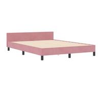 vidaXL Cama de Terciopelo Rosa 140 x 200 cm, diseño Moderno con MDF Duradero y Pino Macizo. Muebles de Dormitorio Elegantes y cómodos, Dormir en Interiores. Espaciosa y Suave, con un