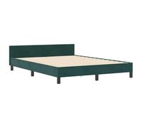 vidaXL Cama de Terciopelo Verde Oscuro 140 x 200cm con Botones de Cristal, Estructura de Madera Natural, Diseño Moderno, Resistente a Manchas, Dormitorio, Ropa de Cama para el Hogar