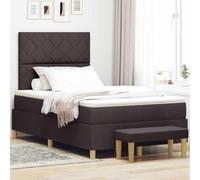 vidaXL Cama diseño Bloques Diamante marrón Oscuro | Estructura 120 X 190 cm Uso Interior Muebles de Dormitorio Modernos Relleno de Espuma Robusto Madera Elegante y cómoda solución para Dormir colchó