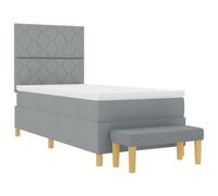 vidaXL Cama con Box Spring con Colchón y Banco Gris Claro 100x200 cm Tela