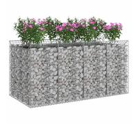 vidaXL Cama elevada de gavión 2 pcs Plateado, Cercas de jardín, paneles rectangular, barreras exteriores duraderas, cercas clásicas para delimitar propiedades