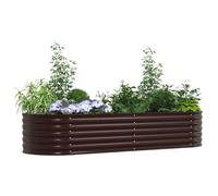 vidaXL Cama elevada Marrón 240 x 80 x 44 cm Acero | Hecho de acero galvanizado para que te dure mucho tiempo, Perfecto para sembrar varias plantas,