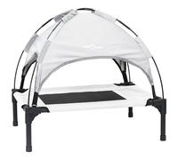 vidaXL Cama elevada para perros con techo desmontable gris plata M acero