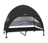 vidaXL - Cama elevada para perro con techo extraíble, color negro XL acero