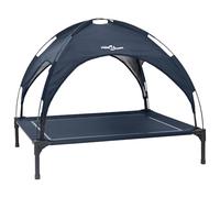 vidaXL Cama elevada para perros con techo desmontable azul marino XL acero