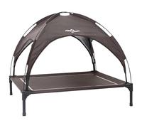 vidaXL Cama elevada para perros con techo desmontable marrón L acero