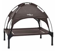 vidaXL Cama elevada para perros con techo desmontable marrón S acero