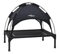 vidaXL Cama elevada para perros con techo desmontable Negro Acero