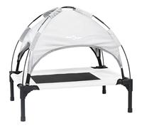 vidaXL Cama elevada para perros con techo desmontable plata gris acero