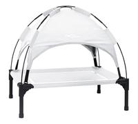 vidaXL Cama Elevada para Perro con Techo Desmontable Gris Plateado Acero