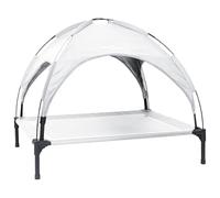 vidaXL Cama elevada para perros con techo extraíble, color gris plata, acero XL