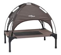 vidaXL Cama elevada para perros con techo extraíble de acero marrón