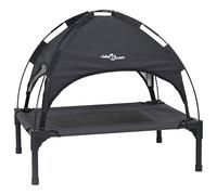 vidaXL Cama elevada para perros con techo extraíble de metal negro S