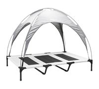 vidaXL Cama elevada para perros con techo extraíble gris plata XL acero