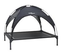 vidaXL Cama elevada para perros con techo extraíble, negro, XL, acero