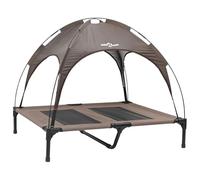 vidaXL Cama elevada para perros con toldo extraíble marrón L de acero