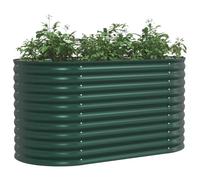 vidaXL Cama elevada Verde 160 x 80 x 81 cm Acero, Maceta de Acero estilosa, decoración Moderna para el jardín, Soporte Elevado Minimalista, Accesorio Durable para terrazas