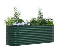 vidaXL Arriate Elevado Verde 240 x 80 x 81 cm Acero, Maceta de Acero estilosa, decoración Moderna para el jardín, Soporte Elevado Minimalista, Accesorio Durable para terrazas