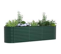 vidaXL Arriate Elevado Verde 320 x 80 x 81 cm Acero, Maceta de Acero estilosa, decoración Moderna para el jardín, Soporte Elevado Minimalista, Accesorio Durable para terrazas