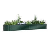 vidaXL Cama elevada Verde 400 x 80 x 44 cm Acero | Fabricado en acero galvanizado, para que te dure un montón, Suave forma ovalada que le da un toque especial,